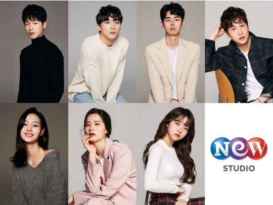 스튜디오앤뉴 소속 신인배우들 (왼쪽 위부터 시계방향) 권혁, 박성준, 김정우, 안세원, 정선경, 이소영, 도은비 순.